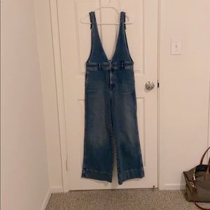 Free People wide-leg denim overalls